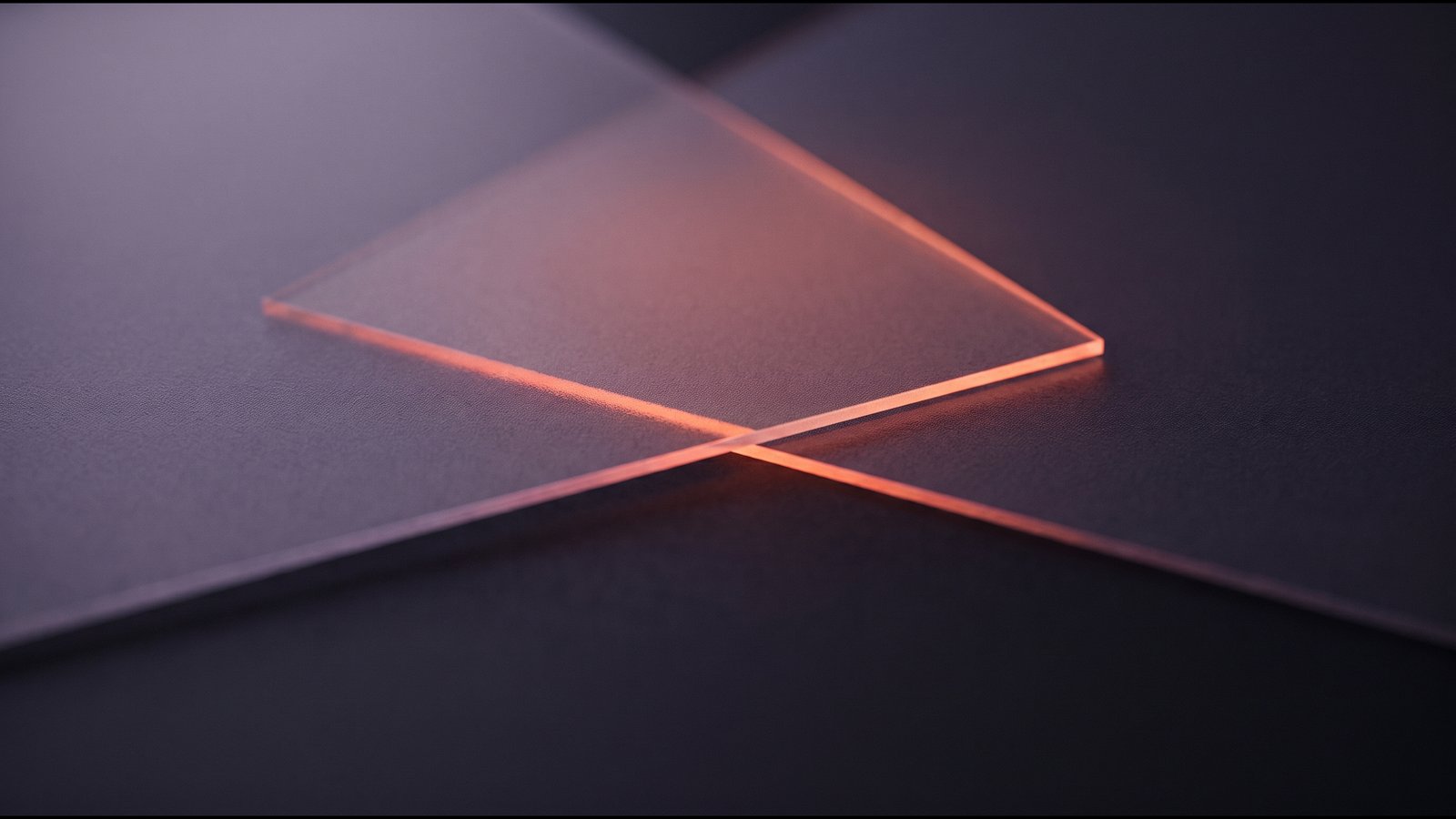 Two overlapping sheets of translucent film, their edges catching light where they align