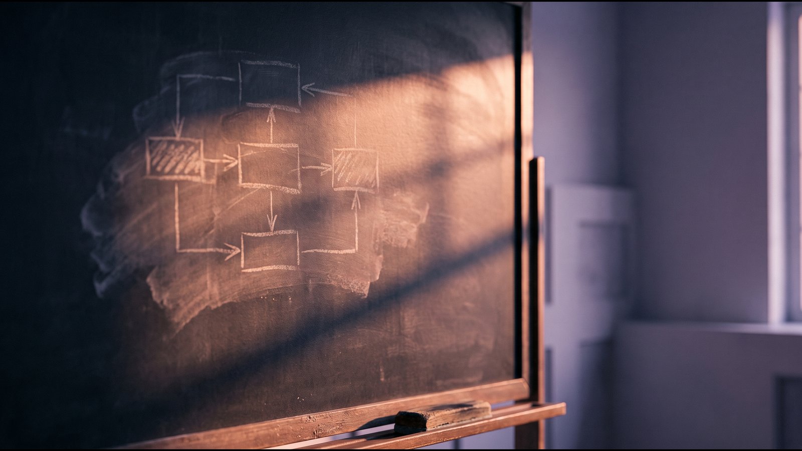 Mostly erased chalk marks on a pale wall, one line still clear